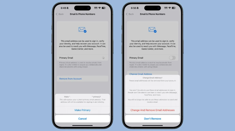 株洲苹果手机维修分享苹果 iOS 18.1 支持设置“主要”邮箱地址并更改 iCloud 邮箱 