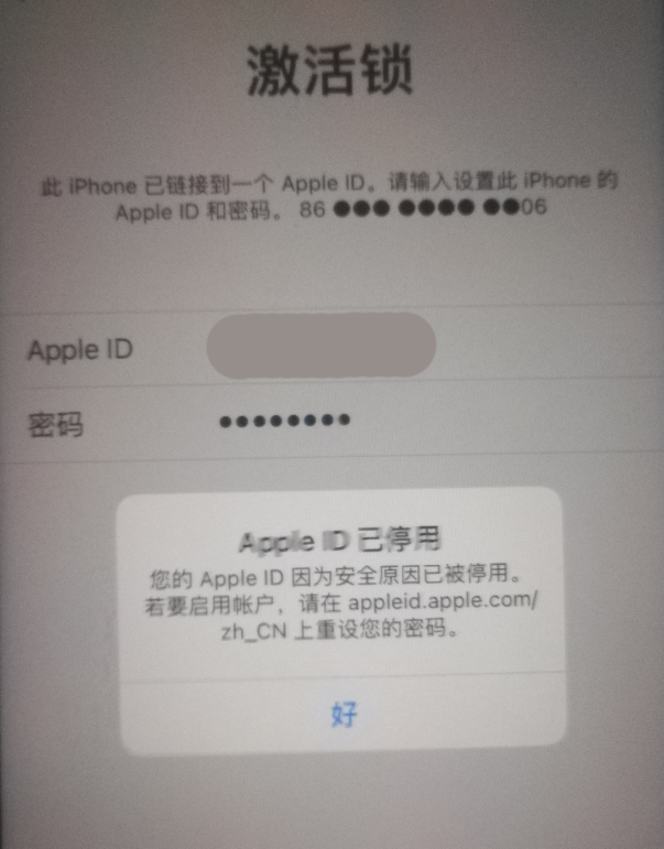 株洲苹果手机维修分享iPhone 12 出现提示“Apple ID 已停用”怎么办 